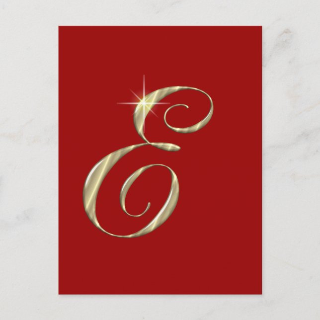 Gold Monogram Letter E Initial Postcard (Front)