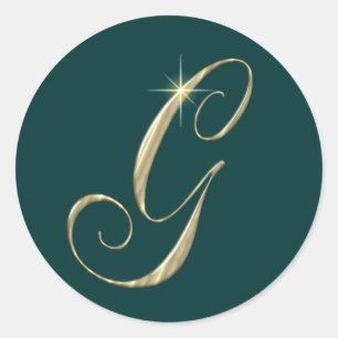 Gold Monogram Letter G Initials Classic Round Sticker