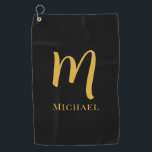 Gold Monogram Letter Initial Elegant Template Golf Towel<br><div class="desc">Gold Monogram Letter Initial Elegant Modern Trendy Black Template Outdoor Sports Equipment Towels / Best Golf Towel.</div>