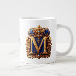 👑 Gold Monogram Letter M Personalised  Large Coffee Mug