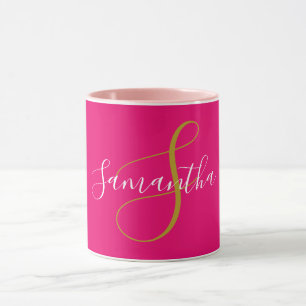 Gold Monogram Letter & White Name Mug
