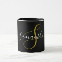Gold Monogram Letter & White Name