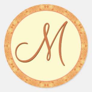 Gold Monogram M Damask Wedding Sticker