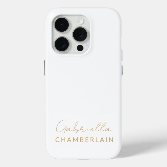 Gold Monogram | Modern Minimal White Case-Mate iPhone Case (Back)