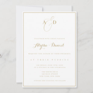 Gold Monogram Modern Wedding Invitation