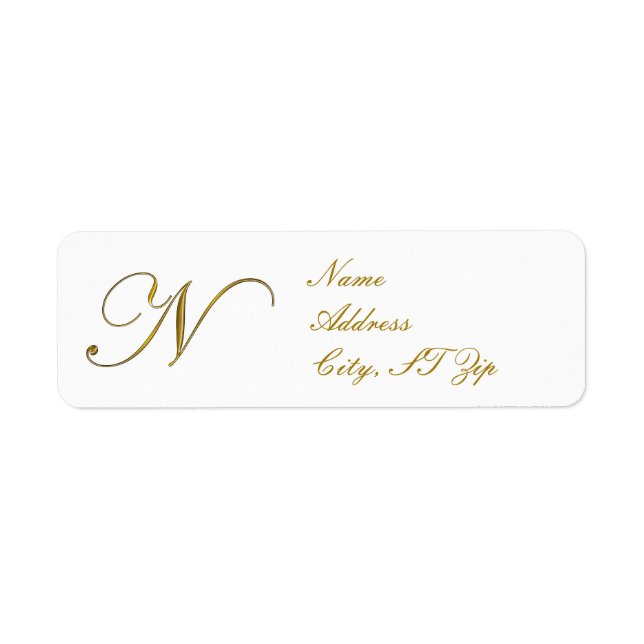 Gold Monogram N Address Labels (Front)