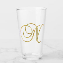 Gold Monogram N Glass