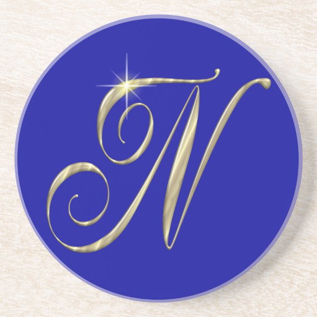 Gold monogram N initials merchandise Coaster (Front)