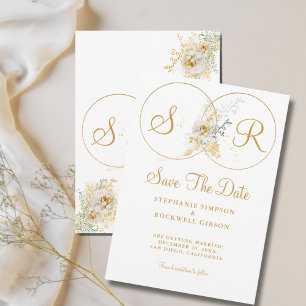 Gold Monogram Name Initial Wedding   Save The Date