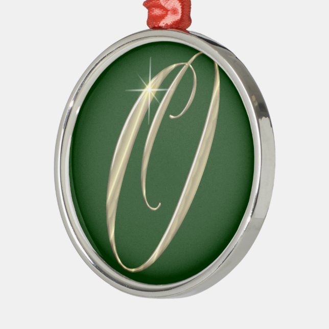 Gold monogram O initials merchandise Metal Tree Decoration (Left)