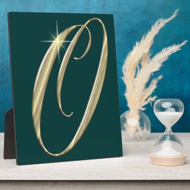 Gold monogram O initials merchandise Plaque (Side)