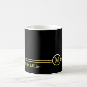 Gold Monogram on black background Coffee Mug