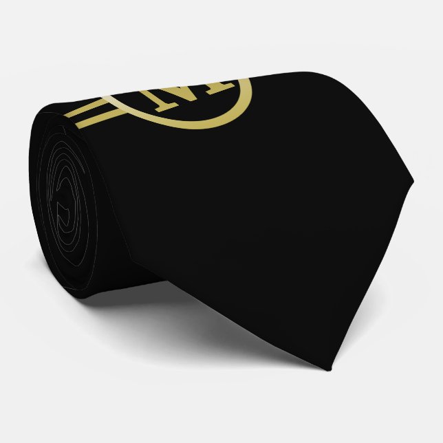 Gold Monogram on black background  Tie (Rolled)