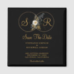 Gold Monogram On Black Wedding Save The Date  Magnet<br><div class="desc">Elegant Gold Monogram On Black Wedding Save The Date Magnet. Share your special moments with your family and friends in style. Easy to customise with your unique save the date information. Get yours today!</div>