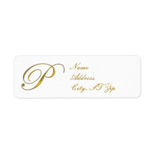 Gold Monogram P Return Address Labels