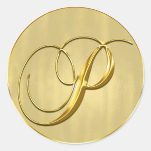 Gold Monogram P Seal Wedding Invitation Holiday