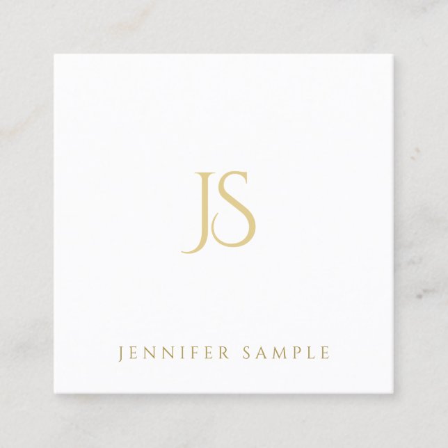 Gold Monogram Professional Elegant Modern Simple Square Business Card (Front)