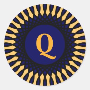 Gold monogram Q ornate design Classic Round Sticker
