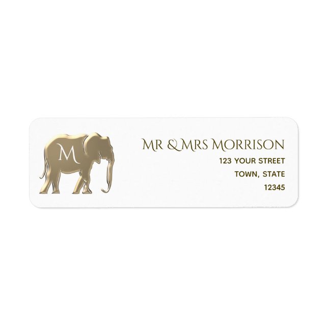 Gold Monogram Return Address Label (Front)