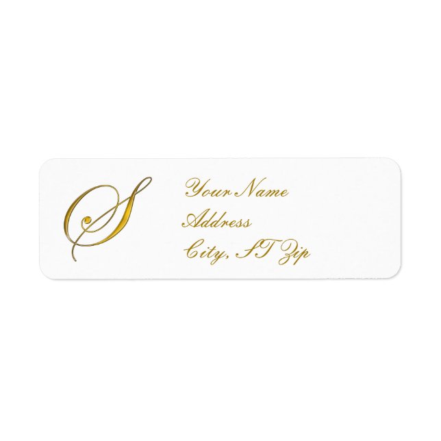 Gold Monogram S Customised Return Address Labels (Front)