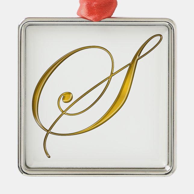 Gold Monogram S Metal Tree Decoration (Front)