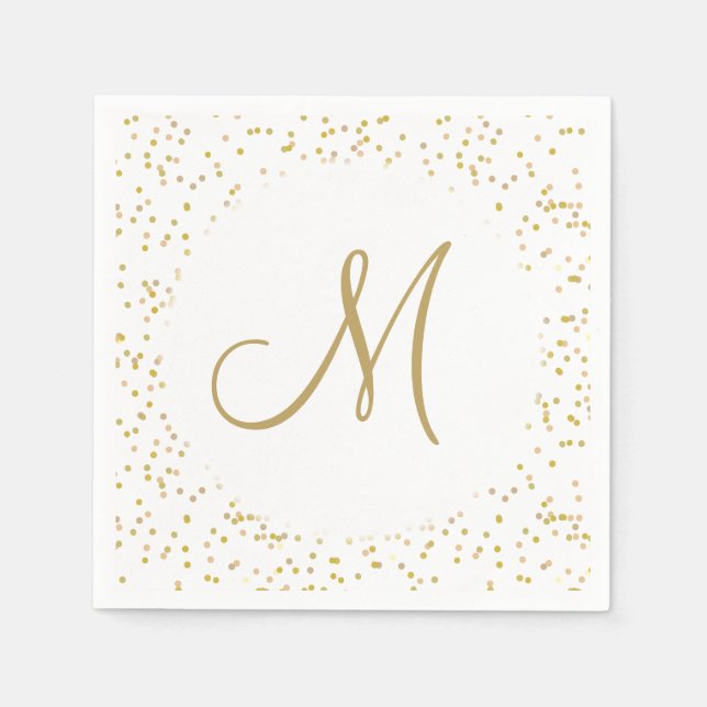 Gold Monogram Script Gold Dust Napkin (Front)