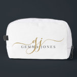 Gold Monogram Script Name  Dopp Kit<br><div class="desc">Carry your style wherever you go with this elegant monogram dopp kit. Designed with graceful gold script initials paired with a refined serif name, it blends modern sophistication with everyday function. Perfect for carrying makeup, and other small items daily or for overnight stays. This versatile small accessory bag also makes...</div>