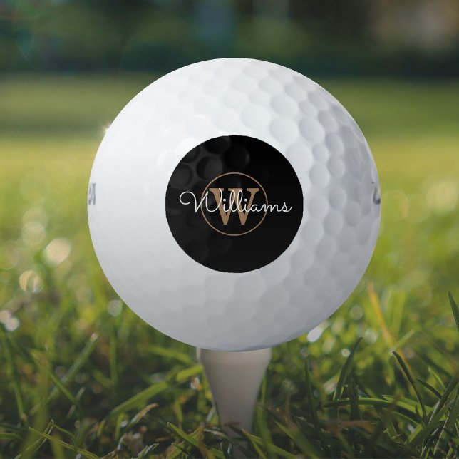 Gold Monogram Script Name Elegant  Golf Balls (Gold Monogram Script Name Elegant Golf Balls)