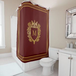 Gold Monogram Shower Curtain