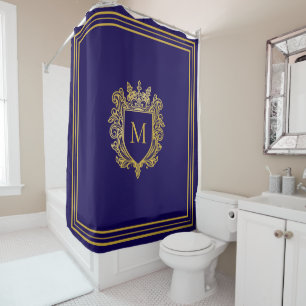 Gold Monogram Shower Curtain