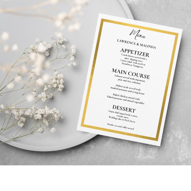 Gold Monogram Simple Elegant Wedding  Menu (Creator Uploaded)