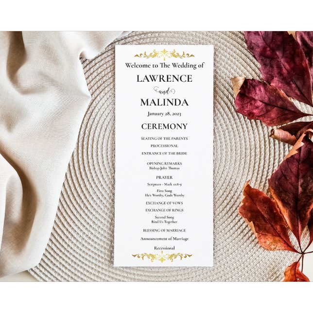 Gold Monogram Simple Elegant Wedding Program (Creator Uploaded)