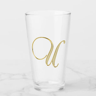 Gold Monogram U Glass