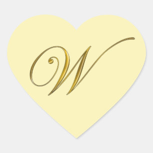 Gold Monogram W Envelope Seal Label Sticker