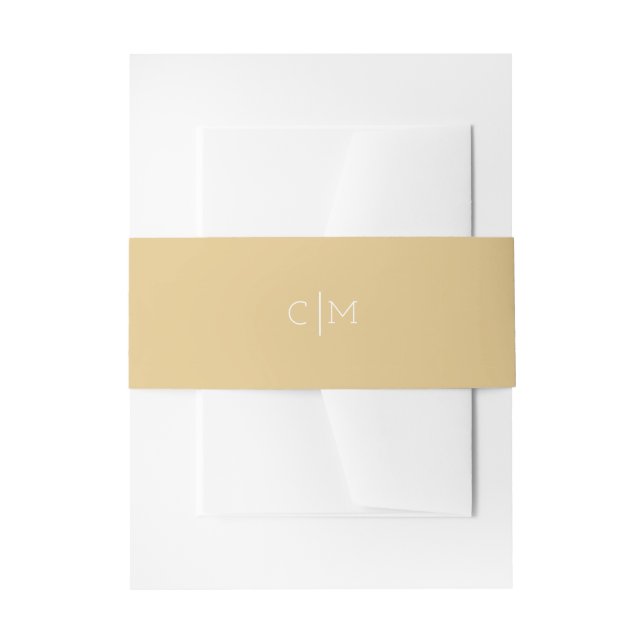 Gold Monogram Wedding Belly Band Invitation Belly Band (Front Example)