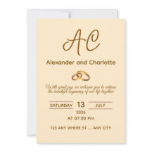 Gold Monogram Wedding Invitation