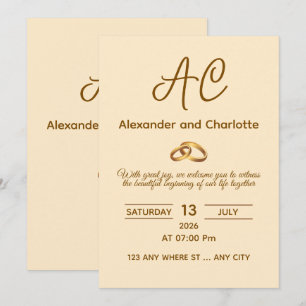 Gold Monogram Wedding Invitation