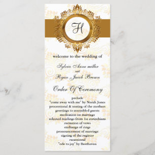 gold monogram Wedding program