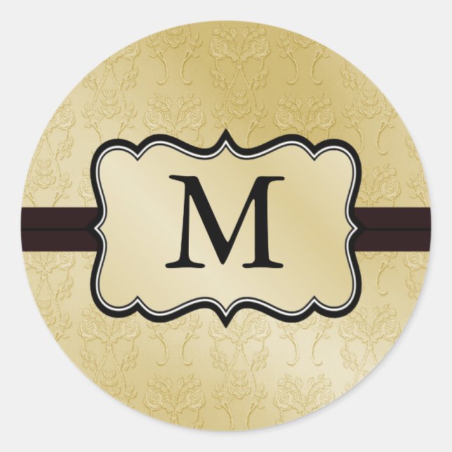 Gold Monogram Wedding Stickers (Front)