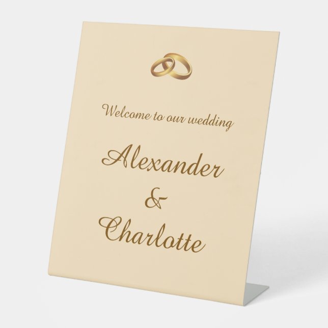 Gold Monogram Wedding Welcome Sign (Front)