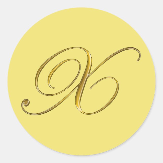 Gold Monogram X Envelope Seal Label Sticker (Front)