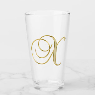 Gold Monogram X Glass