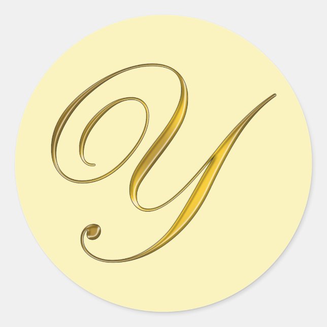 Gold Monogram Y Envelope Seal Label Sticker (Front)