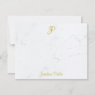 Gold Monogrammed Handwriting Script Marble Trendy Card