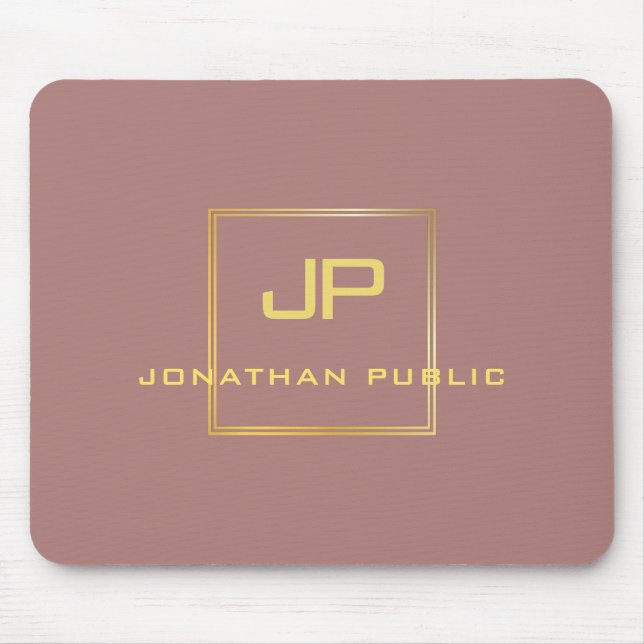 Gold Monogrammed Template Elegant Personalized Mouse Pad (Front)