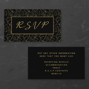 Gold monstera leaf, rsvp wedding enclosure 