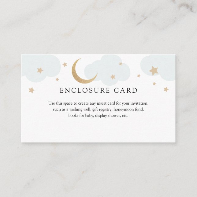 Gold Moon and Blue Clouds Enclosure Card (Front)