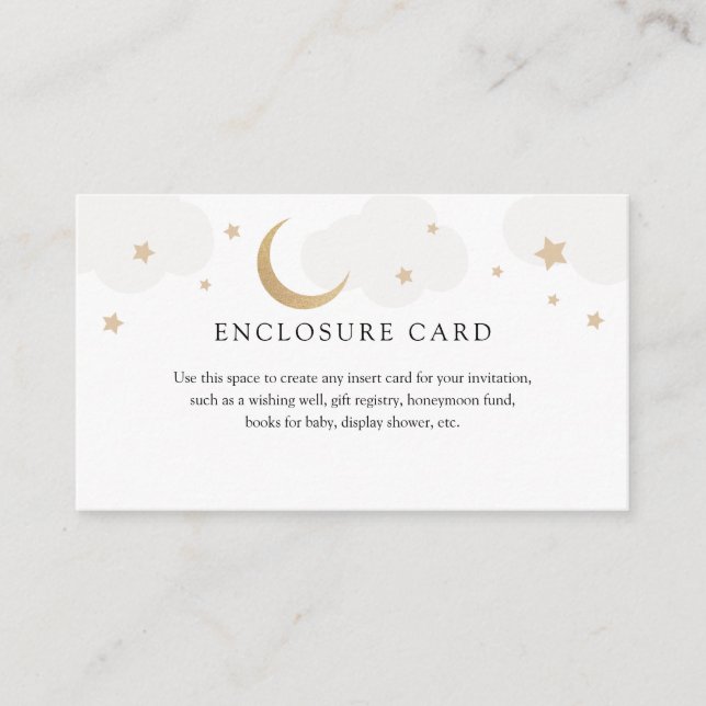 Gold Moon and Grey Clouds Enclosure Card (Front)