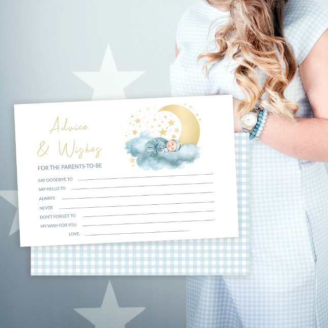 Gold moon and stars baby shower advice wishes card (Creator Uploaded)