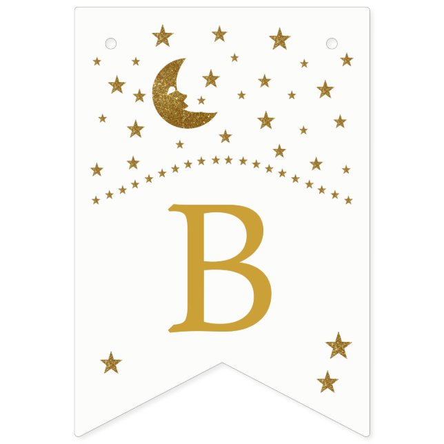 Gold Moon and Stars Baby Shower Bunting (Third Flag)